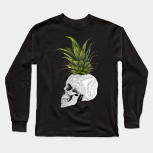 Humor skull and pineapple, fruit, summer, Long Sleeve T-Shirt